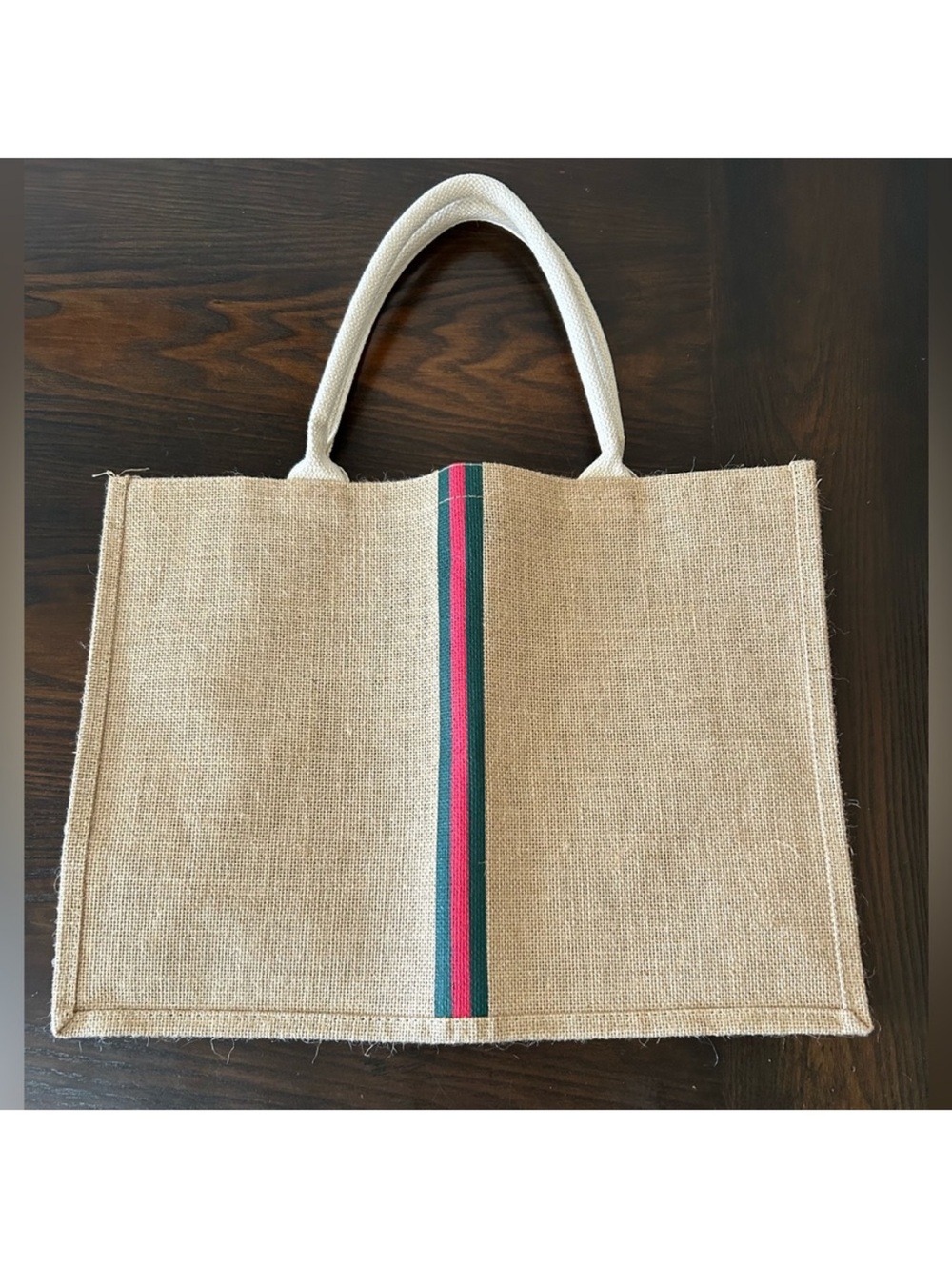 NEW HIBALA Woven Large Beach Shoulder Tote with Center Striped Accent handmade - Picture 10 of 10